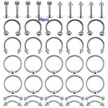 85pcs/40pcs/150pcs Stainless Steel Versatile Nose Rings, Nose Hoops, Earrings, Eyebrow Rings, Tongue Rings, Lip Rings, Navel Rings, Unisex Body Piercing Jewelry Set, Gift - Steel - View 7