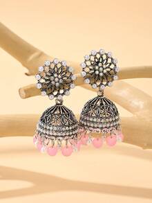 Vintage Style Flower Drop Earrings With Faux Pearl Decor,Charming Beads Tassel Earrings Jewelry For Women's Daily Wear,Festival /Ramadan Accessories Gifts - Pendant Type - View 10