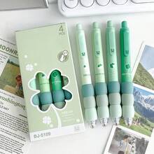 可爱小熊图案中性笔（4支/盒），按动式软握笔，0.5毫米墨水，办公学习用品，男女通用 - 黑色 - 查看 7