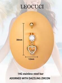 14G Stainless Steel Heart & Teardrop Navel Piercing Jewelry, Women Body Piercing Accessories