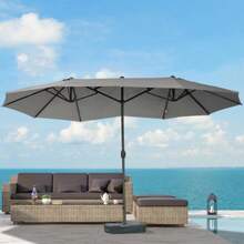 Double Parasol With Base, Crank, Dark Grey, Oval, 460 X 270 X 240 Cm