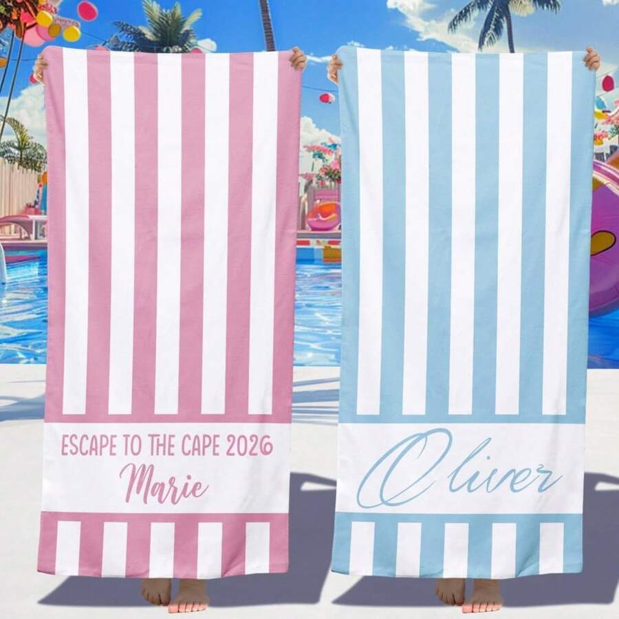 Personalized Beach Towels For S,Custom Flower Beach Towels With Name,Customized Quick Dry & Sand Free Pool/Swim Towel,Women Monogrammed Towels,S Trip Gifts - Multi-stripe-color16 - View 1