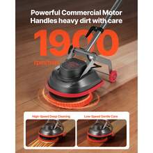 Commercial Floor Scrubber Machine Heavy Duty Floor Cleaner Polisher With 2 Wheels Professional Electric Carpet Buffer Max 1900 RPM 43 FT Cord 3 Pads & 3 Brushes All Floor Surfaces - 43 FT Cord 1900 RPM - View 2
