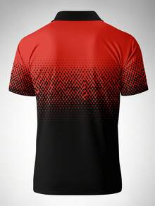 Plus Size Men's Gradient Business Casual Short Sleeve Polo Shirt - Multicolor - View 2