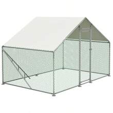 Hühnerstall Mit Klettergerüst Aus Metall, Wetterfeste Aviary 3x2m Mit Dach Und Large Lauffläche – Sicherer Auslauf Für Hühner Und Kleintiere - 白色 - 查看 1