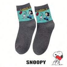 SNOOPY 1/3/5/10双装卡通时尚中筒袜，男女通用，舒适柔软运动袜，季节性中筒袜，史努比卡通图案，百搭柔软舒适袜 - 彩色 - 查看 11