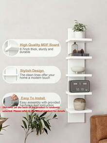 Kệ góc nhiều tầng, kệ treo tường, giá đựng đồ gắn tường, làm bằng chất liệu PVC, dễ lắp ráp, kệ treo tường nhiều tầng, thích hợp cho phòng ngủ, phòng tắm, nhà bếp, văn phòng, phòng khách, phòng ngủ, giá sách, v.v. - Nhiều màu - Xem 3