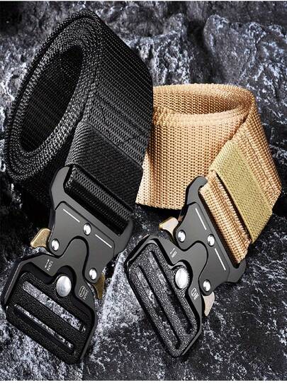 Tactical Functional Outdoor Multifunctional Nylon Waist Belt With Quick Release Metal Buckle, Suitable For Cargo Pants And Canvas Pants