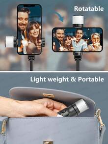 3-In-1 Selfie Stick With Curved Fill Light And Tripod - Portable Design With Wireless Remote, Compatible With All Smartphones (IOS And Android) - Black Selfie Stick Tripod - View 7
