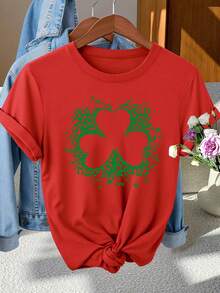 Elegant St. Patrick'S Day Clover Pattern Unisex'S T-Shirt | Vintage Style, Crew Neck, Medium Stretch Fabric, Perfect For Spring/Summer/Fall - Black - View 2