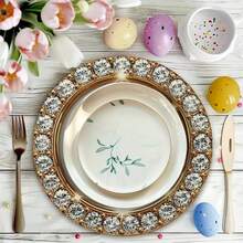 12/24 件装，33 厘米圆形餐垫，一次性菱形图案餐垫，适用于圣诞节、餐厅、生日、派对、宴会、毕业派对。 - 彩色 - 查看 3