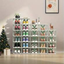 1个节省空间的转角鞋架收纳架 - 9层高窄结实鞋架，多用途收纳，适用于玄关、衣橱、车库和客厅，可作鞋架、鞋子整理架、房间隔断，适合千家万户 - 彩色 - 查看 11