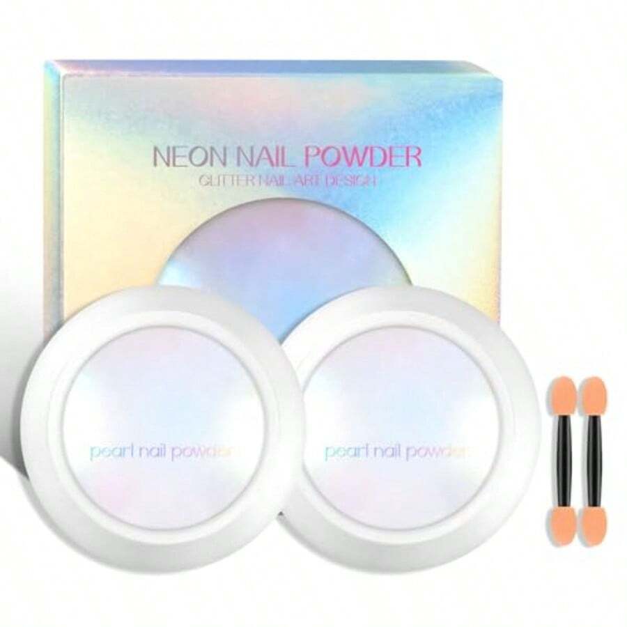 2 Pcs Neon Chrome Nail Powder Unicorn Chrome Nails Glitter Pigment Aurora Iridescent Powder Pigment For Nails Opal Pearl Mica Powders Chameleon Pearl Manicure Pigment - Mermaid Chrome 2pcs - 查看 1