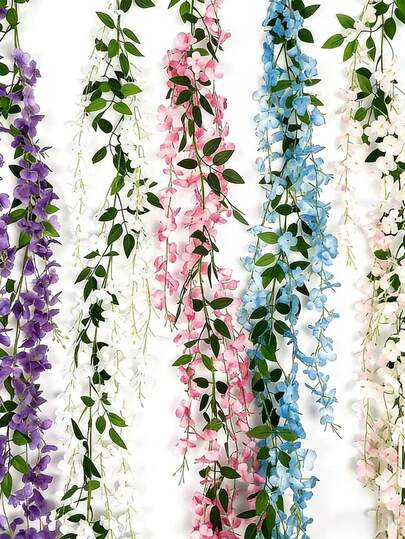 1 根 2 米长人造紫藤花藤，紫藤花环装饰，适用于家居花园、户外婚礼拱门、派对、情人节、主题派对