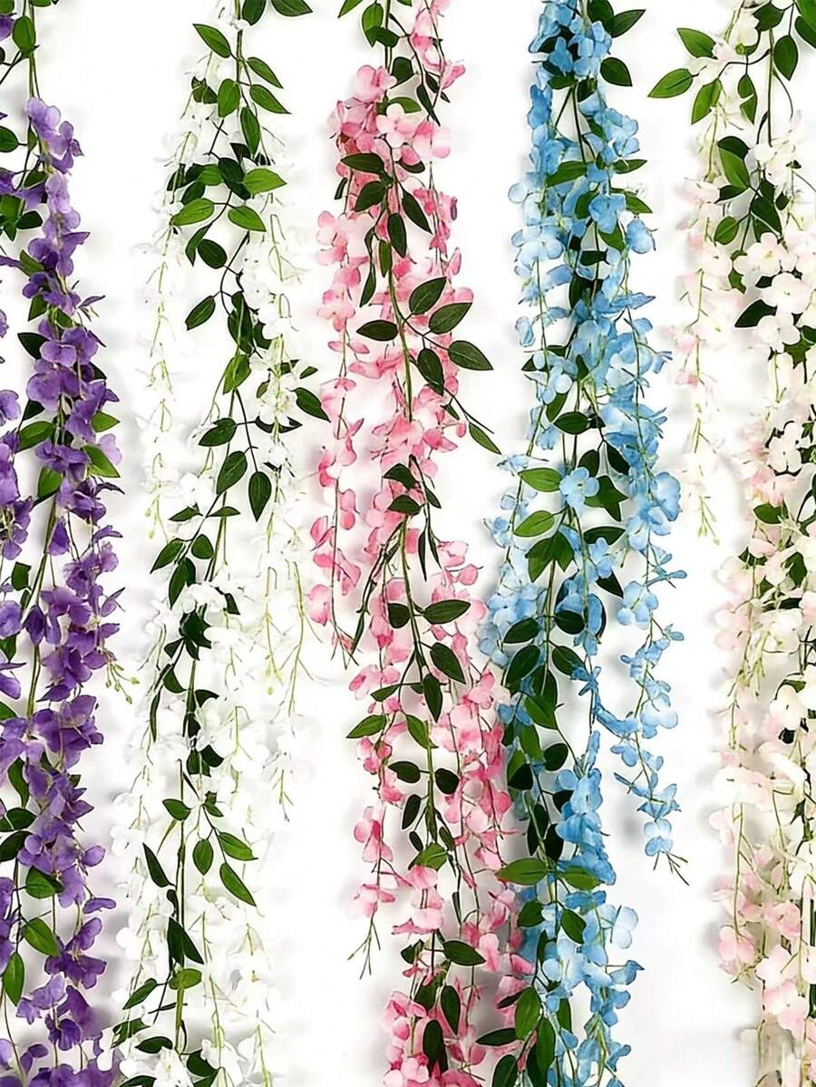1 根 2 米长人造紫藤花藤，紫藤花环装饰，适用于家居花园、户外婚礼拱门、派对、情人节、主题派对 - 彩色 - 查看 1