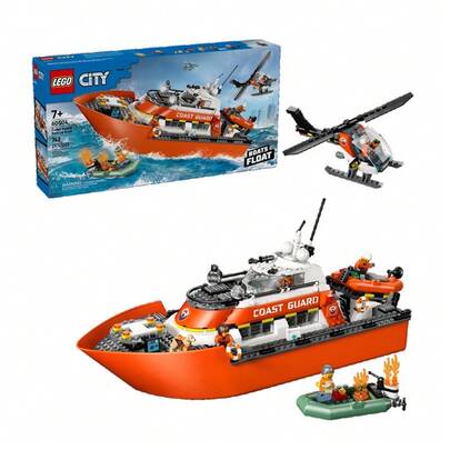  LEGO City 60504 Coast Guard Rescue Boat & Helicopter – Thrilling Rescue Mission Building Set For Kids