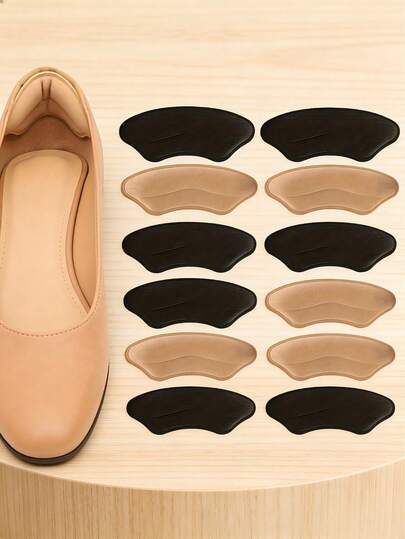 1 Pair Women's High Heel Shoe Insoles - Comfortable Half Size Insoles, Beige Knitted Polyester Material, Prevent Blisters, Improve Shoe Fit, Adjustable Size, Comfortable Insoles | Enhanced Fit | Polyester Insoles, Suitable For Shoes That Are Too Big, Self-Adhesive Heel Protectors, Insoles Improve Shoe Fit And Comfort