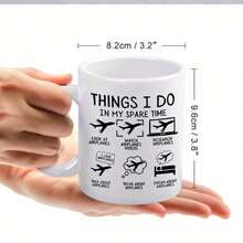 1pc Ceramic Airplane Themed Mug, 360ml (11oz), Cartoon Character Coffee Cup, Suitable For Drinking, Creative Birthday & Holiday Gift, Airplane Enthusiast Drinkware, Reusable, Hand Wash Only - Multicolor - View 2