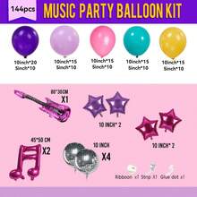 This 144-Piece Music Hunter KPOP-Themed Balloon Arch Decoration Set Includes Disco Star-Shaped Polyester Film Balloons With Musical Symbols. Suitable For Birthday Parties, Y2K Music Events, Movie/TV Drama Fan Gatherings, And Other Occasions Themed Around Korean Pop Music. - 彩色 - 查看 3