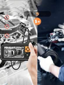 Cámara de inspección digital de 4.3" IPS 1080P, cámara de inspección de alta definición de doble lente de grado industrial con 8 luces LED y cable semirrígido de 1.5m, cámara de mano impermeable IP67 para inspección de tuberías y desagües - A - Ver 3