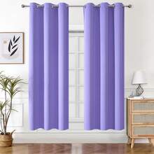 1 pieza Cortina de unicolor de poliéster, cortina opaca para oscurecer la habitación durante un corte de energía, cortina aislante del calor para la cocina, el comedor, la sala de estar y el dormitorio - Púrpura malva - Ver 30