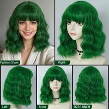 Medium Length Curly Wavy Green Ginger Blue Pink Bob Anime Cosplay Wig With Bangs For Women Heat Resistant Synthetic Natural Looking Curls Hair With Fringe Wig For Daily Party Use, Fluffy Water Wave Short Wig For Holiday Masquerade Comic Con Exhibition Festivals Stage Performance Accessories & Christmas Birthday Gifts For Her, Beginner Friendly - Multicolor - View 14