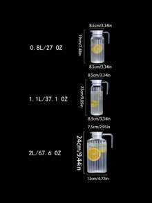 1个亚克力PC冷水壶，大容量家用水壶，条纹塑料果汁壶，透明水壶，冷水壶 - 透明白 - 查看 6