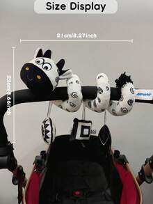 1pc Black & White Spiral Plush Doll For Baby Stroller, Soft Spiral Plush Hanging Decoration For Baby Stroller Handle, Newborn Visual Training Plush Doll With Rattle And BB Sound, Suitable As Gift For Newborn Baby - Multicolor - View 3