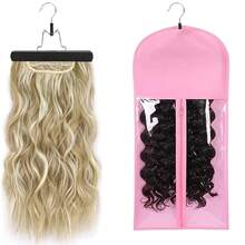 1set Hair Extension Holder, Extra Long Wig Storage Bag With Hanger For Multiple Wigs Hairpieces, Portable Wig Bags Storage Style Hair Travel Hair Extensions Bag - 60cm - View 2