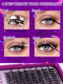 528/544/608 Styles False Eyelash Clusters, Density From 10D To 100D, Mixed Styles Available, 10-18mm Length D-Curl Voluminous, Ultra-Light & Soft, Suitable For Natural Makeup DIY. Set Includes Lash Clusters, Tweezers, Lash Glue, Lash Brush, 2026 Limited Edition - Multicolor - View 9