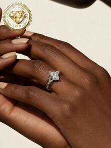 1pc Women's Engagement Ring, Interwoven Starlight Marquise Cut Ring, 2.2g 925 Sterling Silver, 2 Carat Moissanite, Bohemian Palace Style, Engagement, Proposal, Wedding Anniversary, Valentine's Day Gift, Comes With Moissanite Certificate And Elegant Gift Box - Silver - View 5