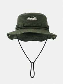 1pc Solid Color Graphic Letter Embroidered Bucket Hat, Polyester Fabric Sun Protection, Suitable For Outdoor, Hiking, Camping, Travel, Great Gift For Family, Friends, Boyfriend/Girlfriend, Christmas, Mother's Day, Father's Day, Teacher's Day, Birthday - Multicolor - View 10