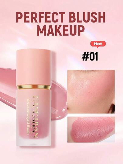 HANDAIYAN Waterproof Long-Lasting Liquid Blush, High-Pigment Natural Radiant Finish, Lightweight Face Makeup, Hot Pink Blush, Ideal For Music Festivals, Parties, Beaches, Valentines Day Gifts, Winter Daily Makeup, Portable, Suitable For Women, Winter/Spring