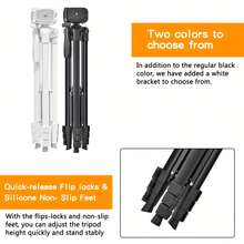 60 Inch/152cm Camera Tripod With Travel Bag, Mobile Phone Tripod With Remote Control, Professional Aluminum Alloy Portable Stand - White - View 9