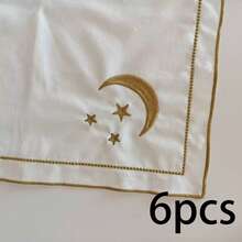 1pc/2pcs/6pcs Ramadan Minimalist Fashion Moon & Star Embroidered Napkins/Placemats - Multicolor - View 9