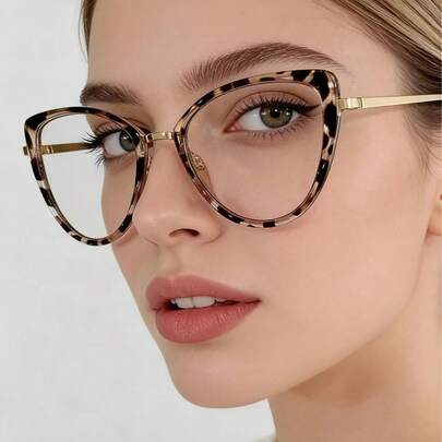 Cat Eye Metal Texture Minimalist Color Changing Glasses, Academic Style, Casual, For Women, Travel Decorative Glasses