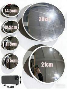 Round Wall-Mounted Decorative Corner Mirror - Full Length Horizontal Wall-Mounted Mirror, Plastic Frame, No Power Required | Home Decor Accessory, Portable Mirror, Suitable For Living Room, Bedroom, Hallway, Bathroom, Dressing Room, Room Decoration.