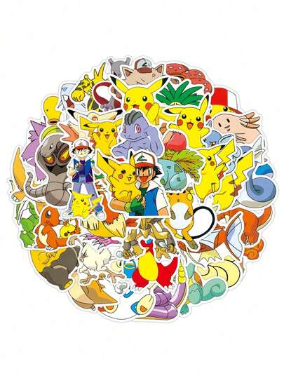 pokemon 宝可梦随机款式配送酷炫宝可梦动漫贴纸卡通玩具礼物DIY行李箱笔记本电脑摩托车冰箱行李箱汽车可爱贴纸礼品随机款式配送