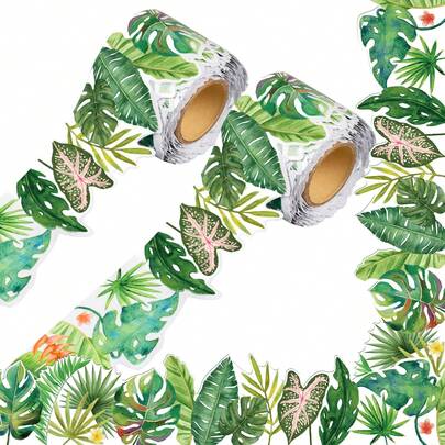 5m Green Decorative Border, Suitable For Tropical Jungle Themed Classroom, Home, Office Decor