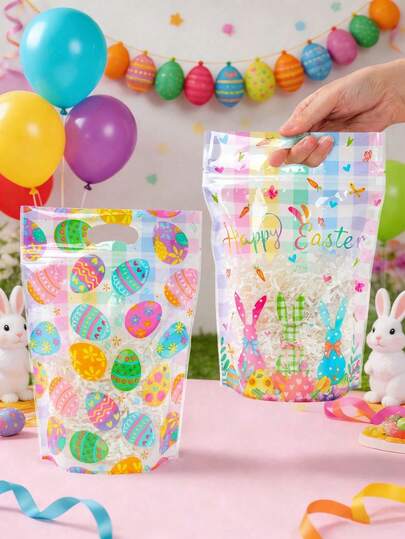 10pcs Easter Gift Bags, Easter Bunny Easter Egg Gift Packaging Bags, Easter Party Favor Bags, Easter Decorations, Easter Colorful Sealed Candy Bags, Easter Bunny Tote Bags, Easter Store Grocery Bags, Easter Candy Cookie Treat Bags, Easter Home Baking Bags, Easter Home Desktop Decor, Easter Room Decor, Easter Gift Bags, Party Favors