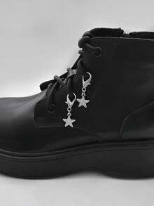 1pc/1pair/1set Versatile Diamond Studded Star And Moon Shoe Chains/Shoe Accessories, Canvas Shoes/Boots With Street Style Exquisite Pendants - Silver - View 13