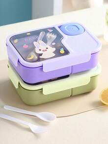 Microwave- Bento Box With Sauce Compartment, Leak-Proof Sealed Plastic Rectangular Lunch Box, Stackable Reusable Durable, Includes Utensils, Cute Lunch Box - 49oz/1450ml - View 10