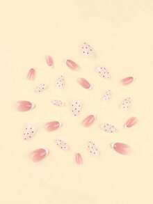 24pcs Nails Press On White Polka Dots False Nails Short Fake Nails Almond Shape Press On Nails Manicure Set Includes 1sheet Adhesive Tabs & 1pc Mini File Perfect For Everyday Wear, Elegant & Fashion Fairy Accessories, Nails Press On, Christmas & New Year Nails, For Holiday, Christmas Decoration Nails - Nhiều màu 4 - Xem 7