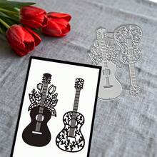 创意吉他模具，DIY剪贴簿相册和压花模板，贺卡制作工具，卡片纸切割工艺品，礼品卡制作模板模切。 - 銀色 - 查看 7