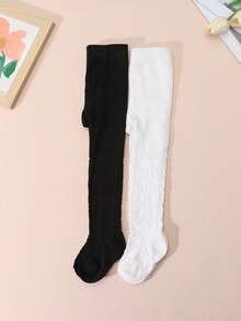 2pcs Baby Girls' Heart Print Tights, Cute & Ladylike For Daily Basic Matching, Spring/Autumn - Multicolor - View 6