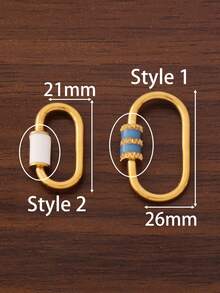 1个18K镀金不锈钢珐琅U型螺丝锁扣登山扣连接器，适用于DIY珠宝制作材料、手链、项链配件、钥匙扣等。 - U型螺絲扣 - 查看 3