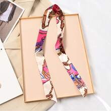 WJ1033 Narrow Long Skinny Neck Silk Scarf Bag Scarf For Handbag 1PC - A - View 35