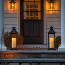 Homemory Set Of 2 4"*10" Large Outdoor Waterproof Flameless Candles Ivory White With Timer & Remote, Battery Operated LED Flickering Pillar Candles For Patio Porch Halloween Christmas Lantern - 白色 - 查看 1
