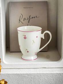 1pc 复古英国花卉陶瓷咖啡杯，奢华金边高腰杯，家用下午茶杯，办公室水杯，早餐牛奶杯，饮料杯，送礼情侣杯返校