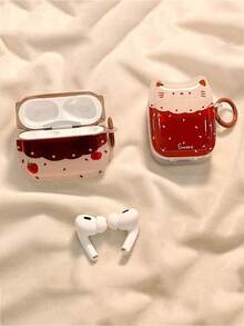 1个可爱猫咪草莓图案耳机保护套，兼容/ Pro/ 3/ 4/ 第一代/ 第二代无线蓝牙耳机 - 彩色 - 查看 3